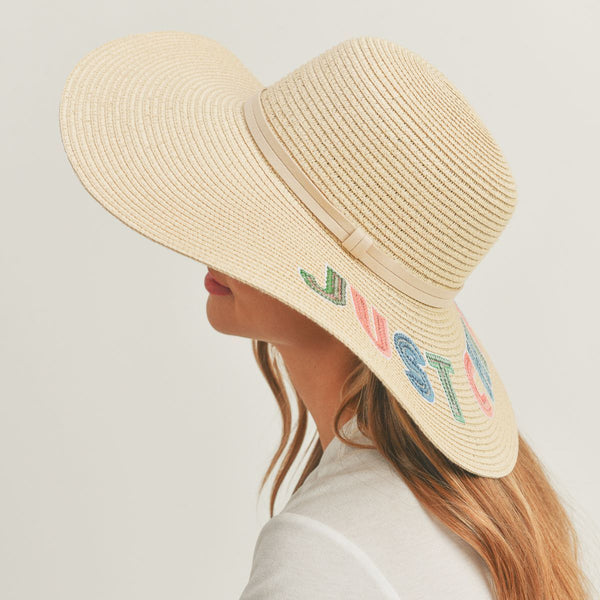 JUST CHILL OUT Beige Floppy Hat