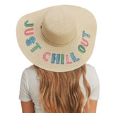 JUST CHILL OUT Beige Floppy Hat