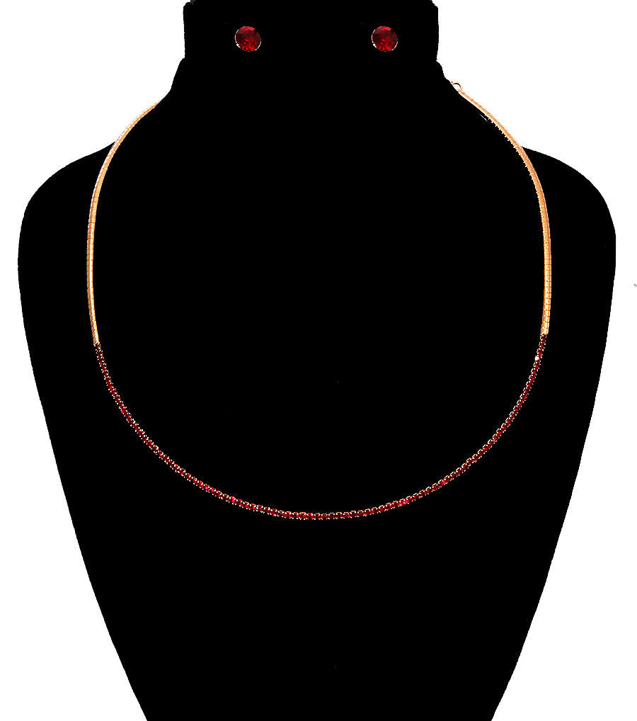 Red Stoned Simple Necklace Set