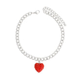 Silver Red Heart Anklet