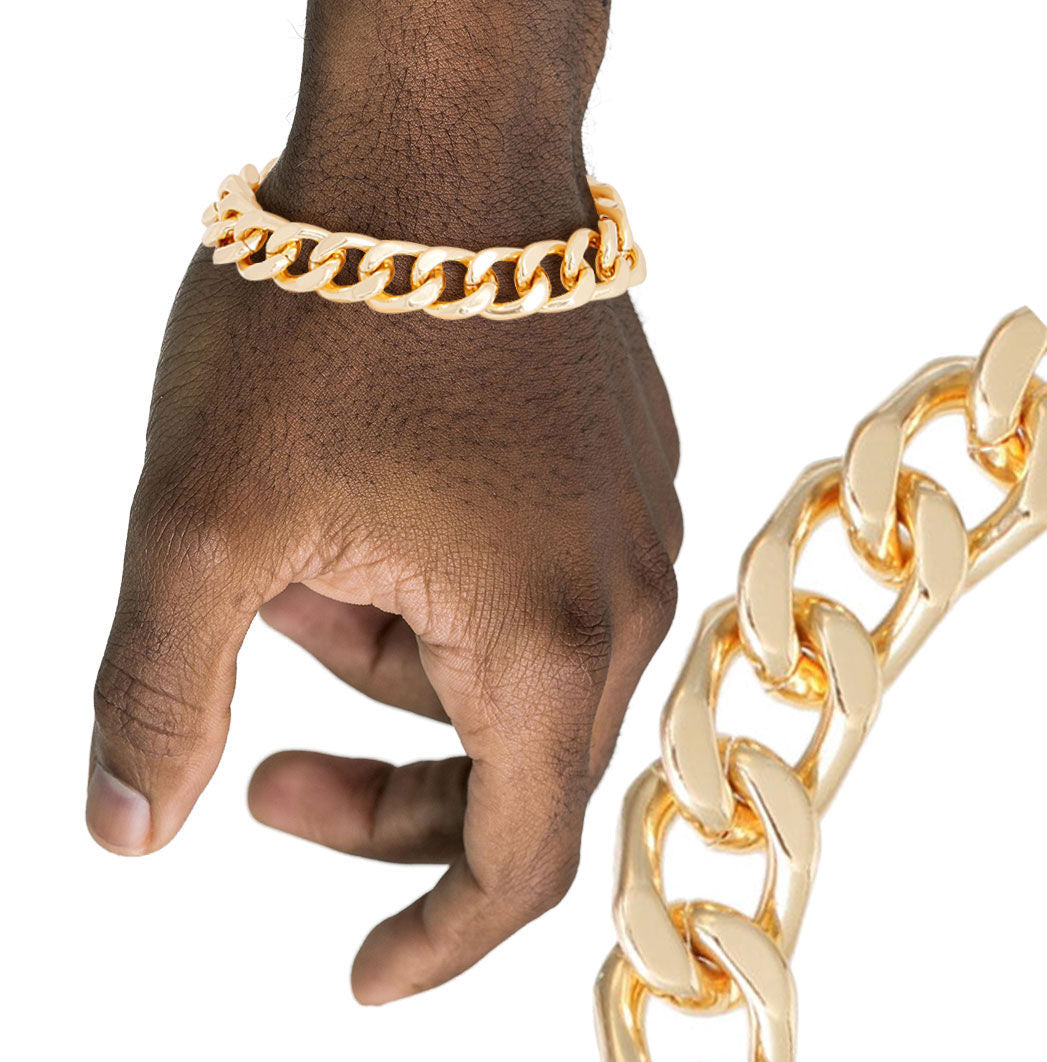 Mens Gold Curb Bracelet