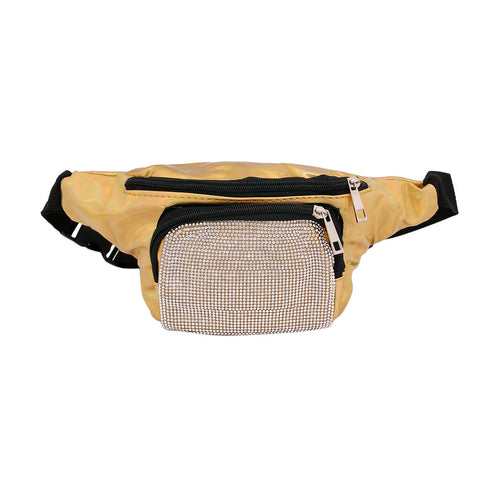 Rhinestone and Shiny Gold Patent Leather Fanny Pack
