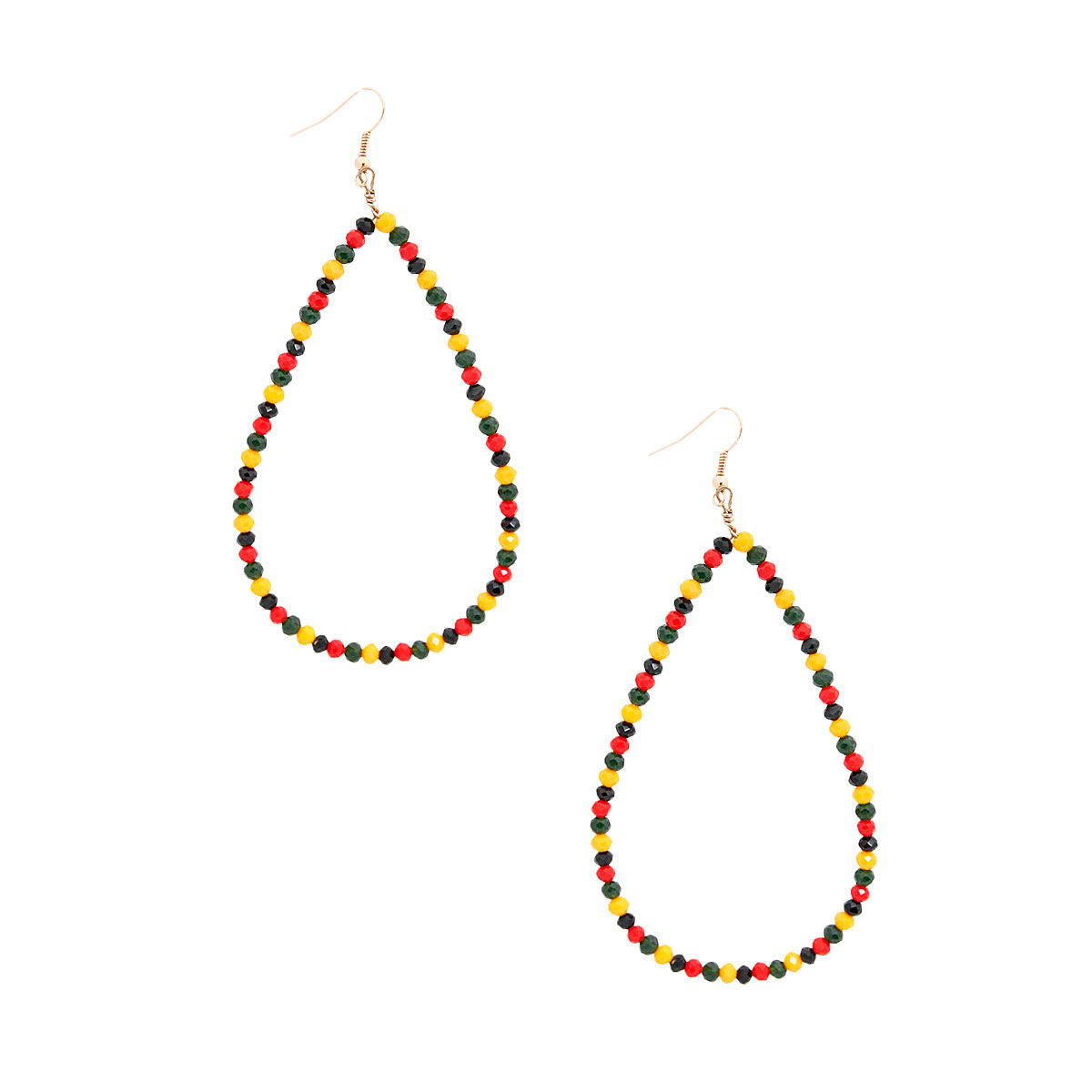 Tribal Color Bead Teardrop Earrings