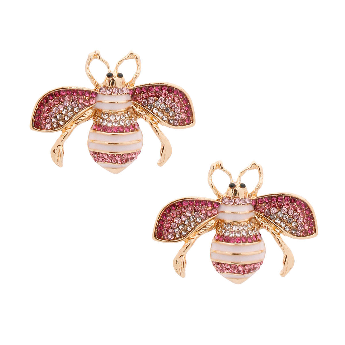 Pink Stone Bee Stud Earrings