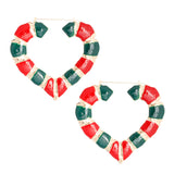 Red and Green Heart Bamboo Hoops