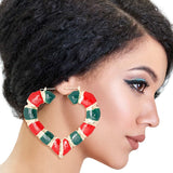 Red and Green Heart Bamboo Hoops