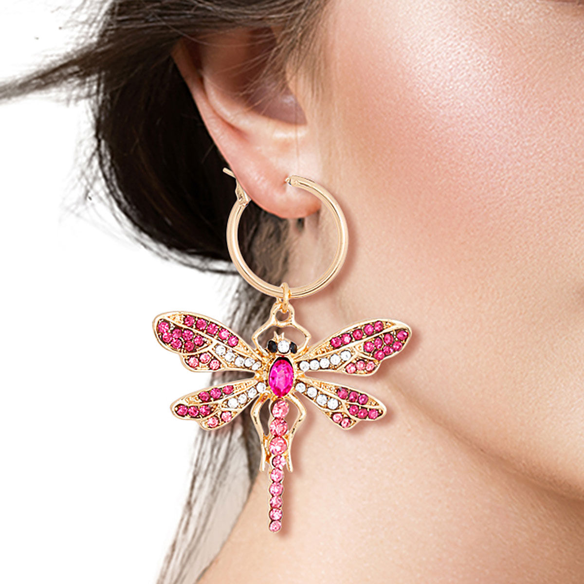 Pink Dragonfly Baby Hoops