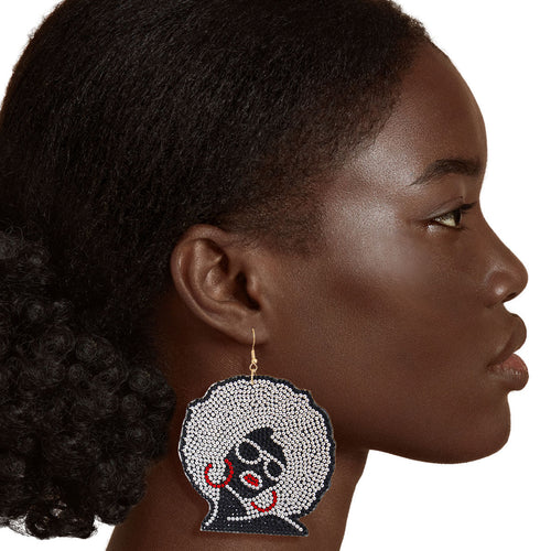 Clear Afro Woman Earrings