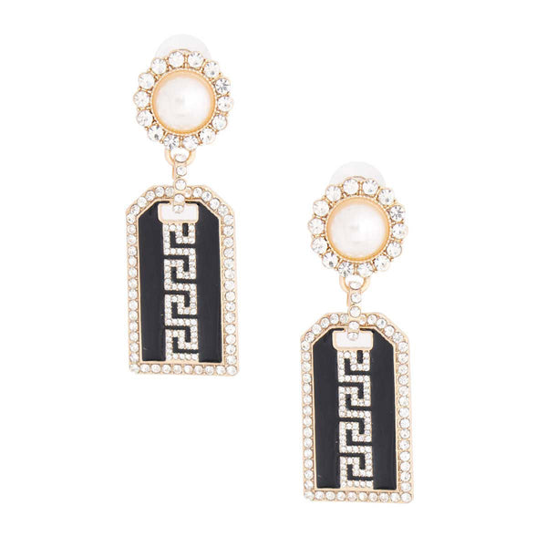 Gold Greek Tag Earrings