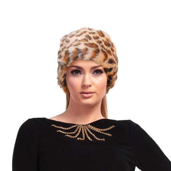 Brown Leopard Fur Winter Headband
