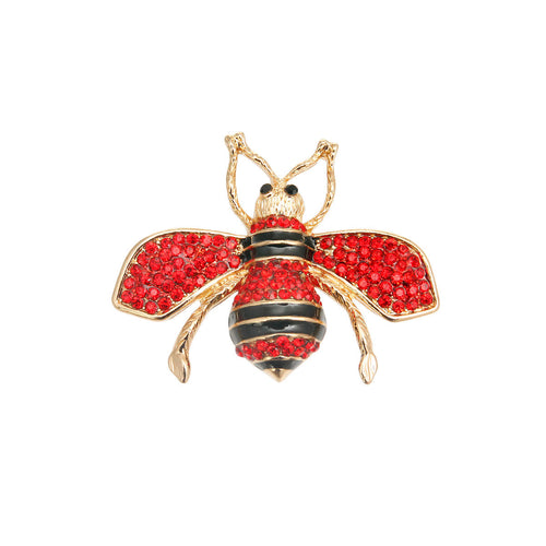 Red Rhinestone Bee Brooch