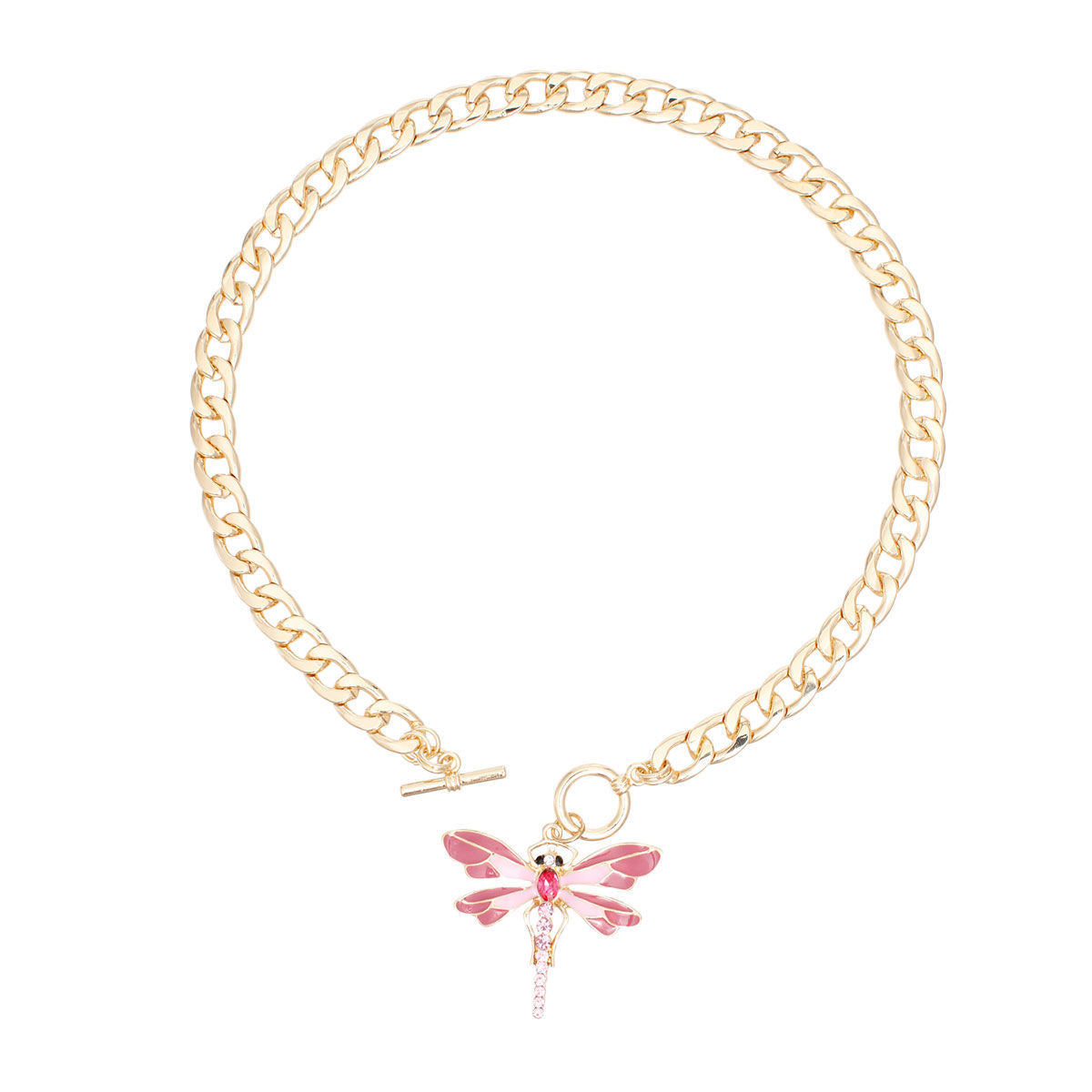 Toggle Pink Dragonfly Necklace