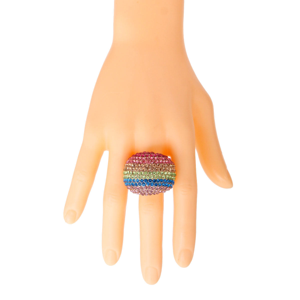 Rainbow Rainbow and Gold Dome Ring