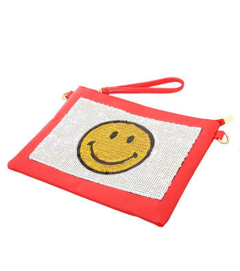 Smile Sequin Red Clutch