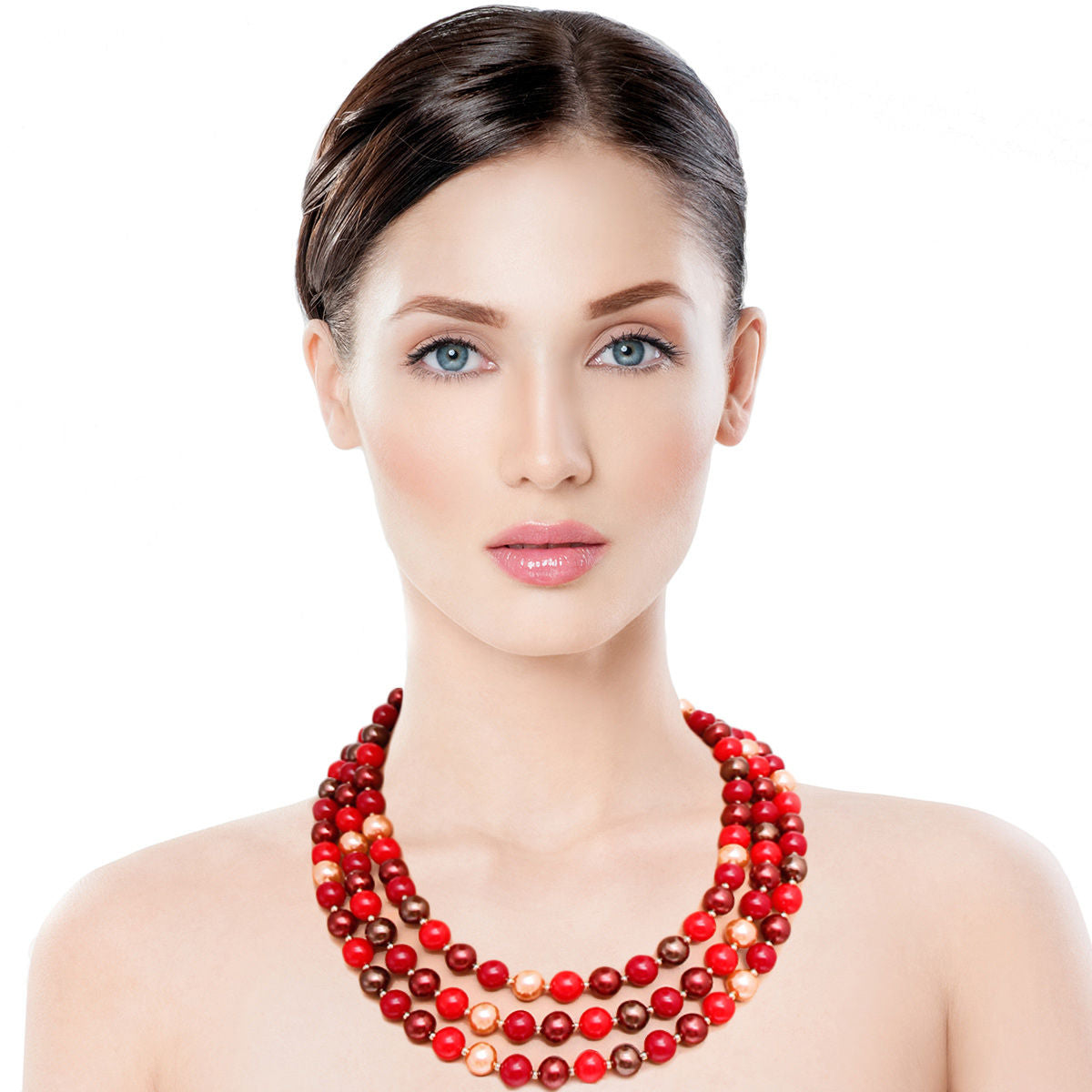 Assorted Red Bead Layered Set