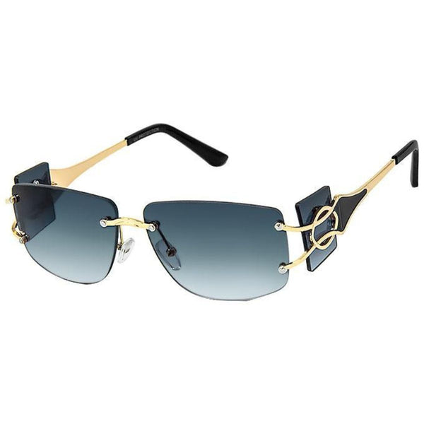 Black Rimless Temple Sunglasses