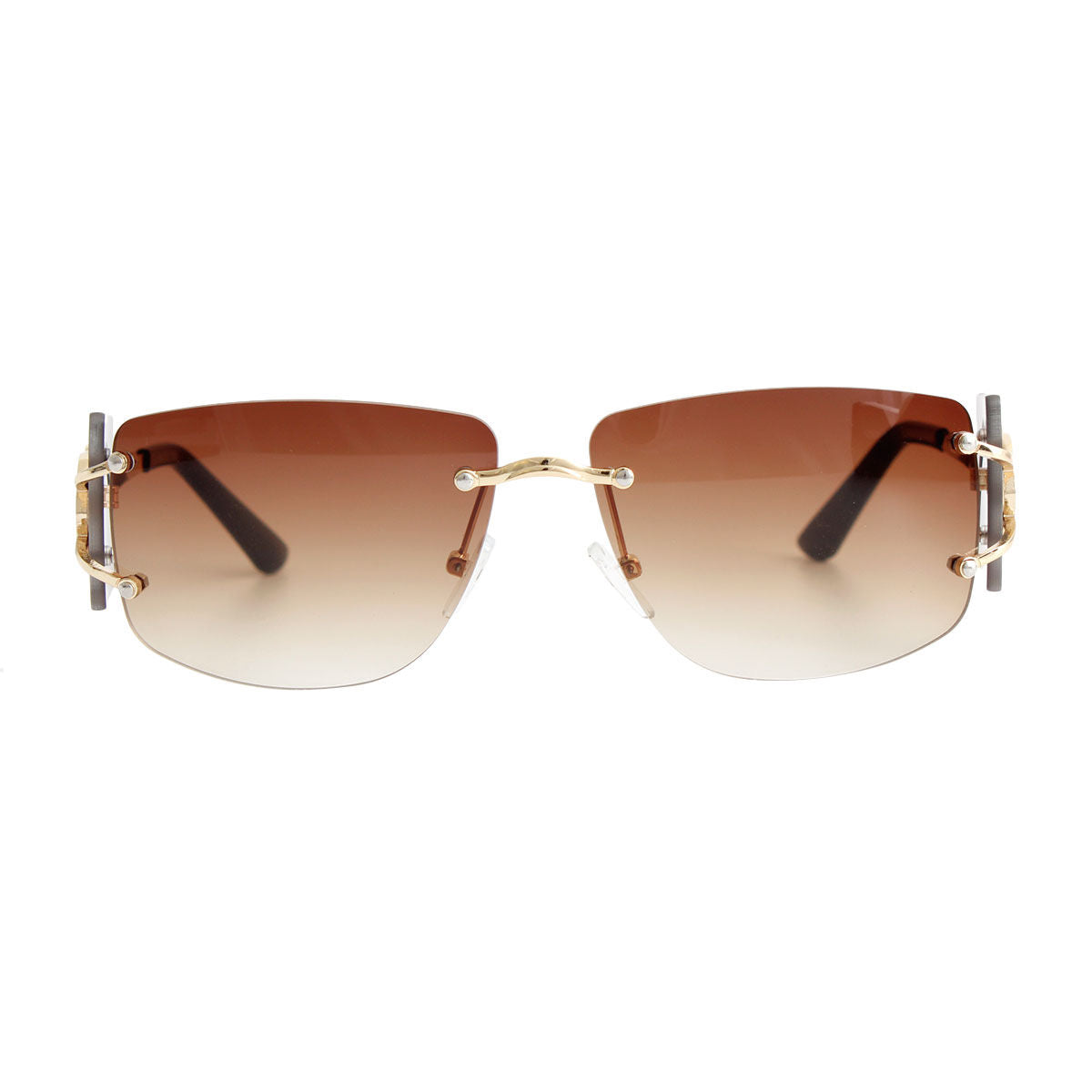 Brown Rimless Temple Sunglasses