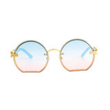 Blue Round Flat Sunglasses