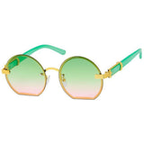 Green Round Flat Sunglasses
