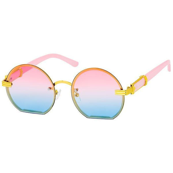 Pink Round Flat Sunglasses