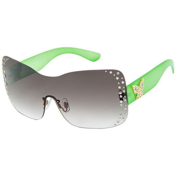 Green Rimless Butterfly Sunglasses