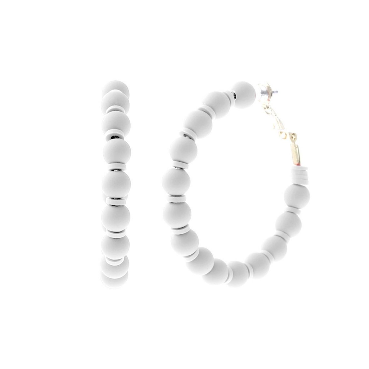 White Rubber Bead Hoops