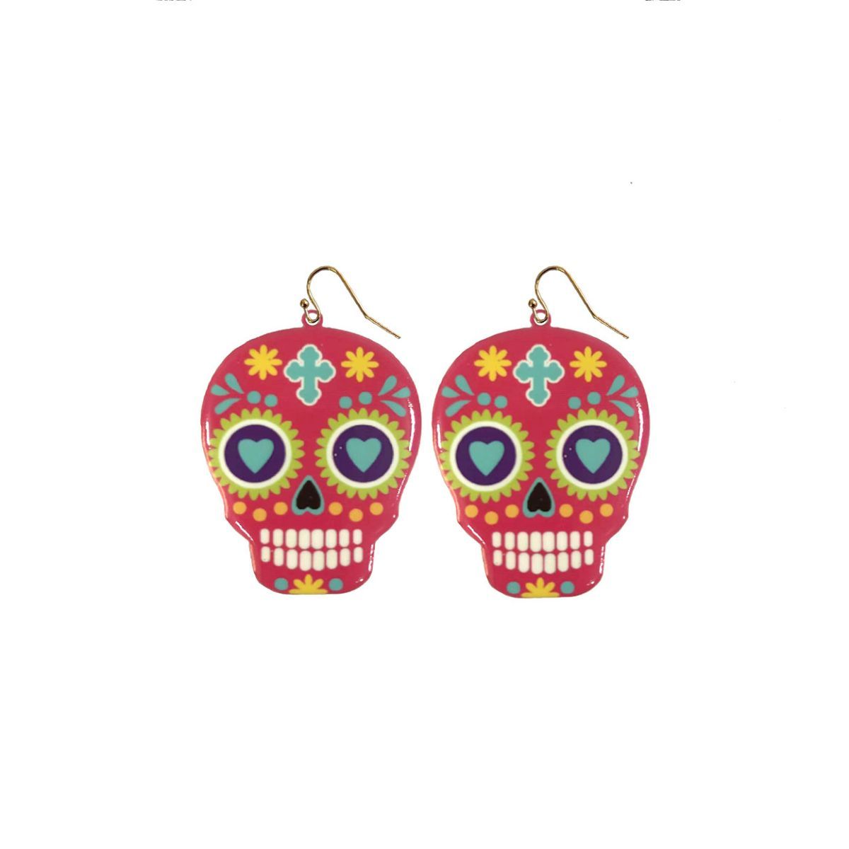 Fuchsia Sugar Skull Earrings