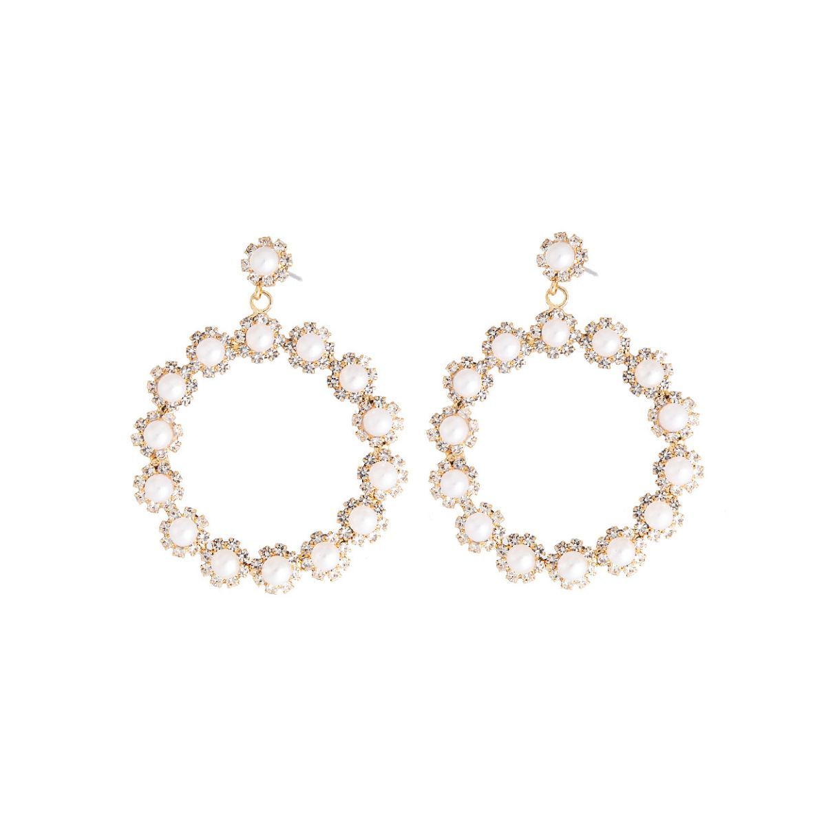 45mm Pearl Gold Round Earrings