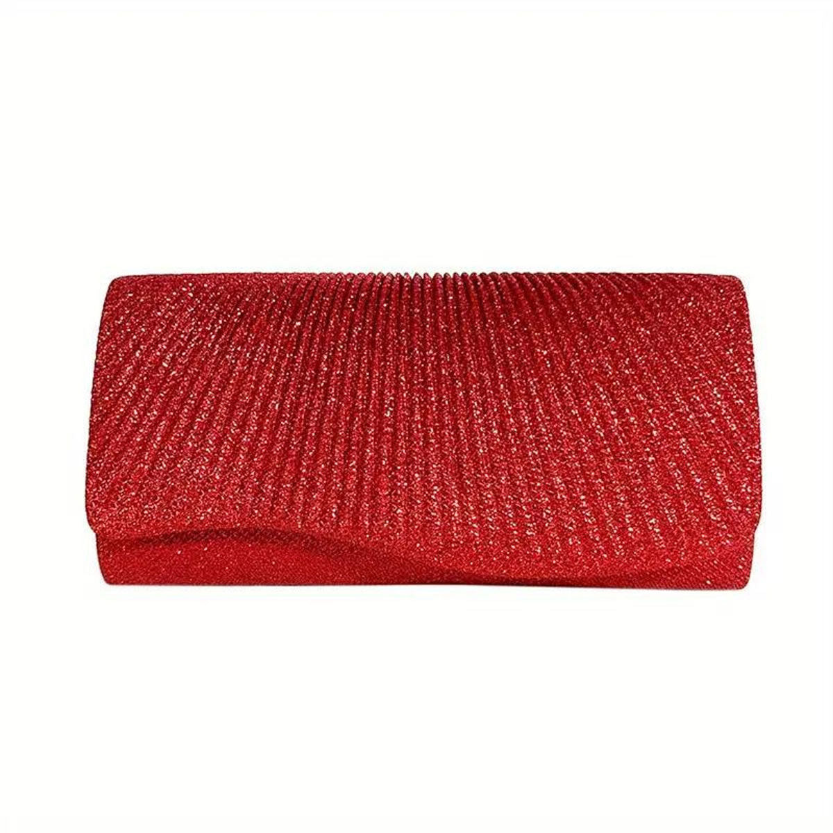 Clutch Red Ruched Evening Bag for Women