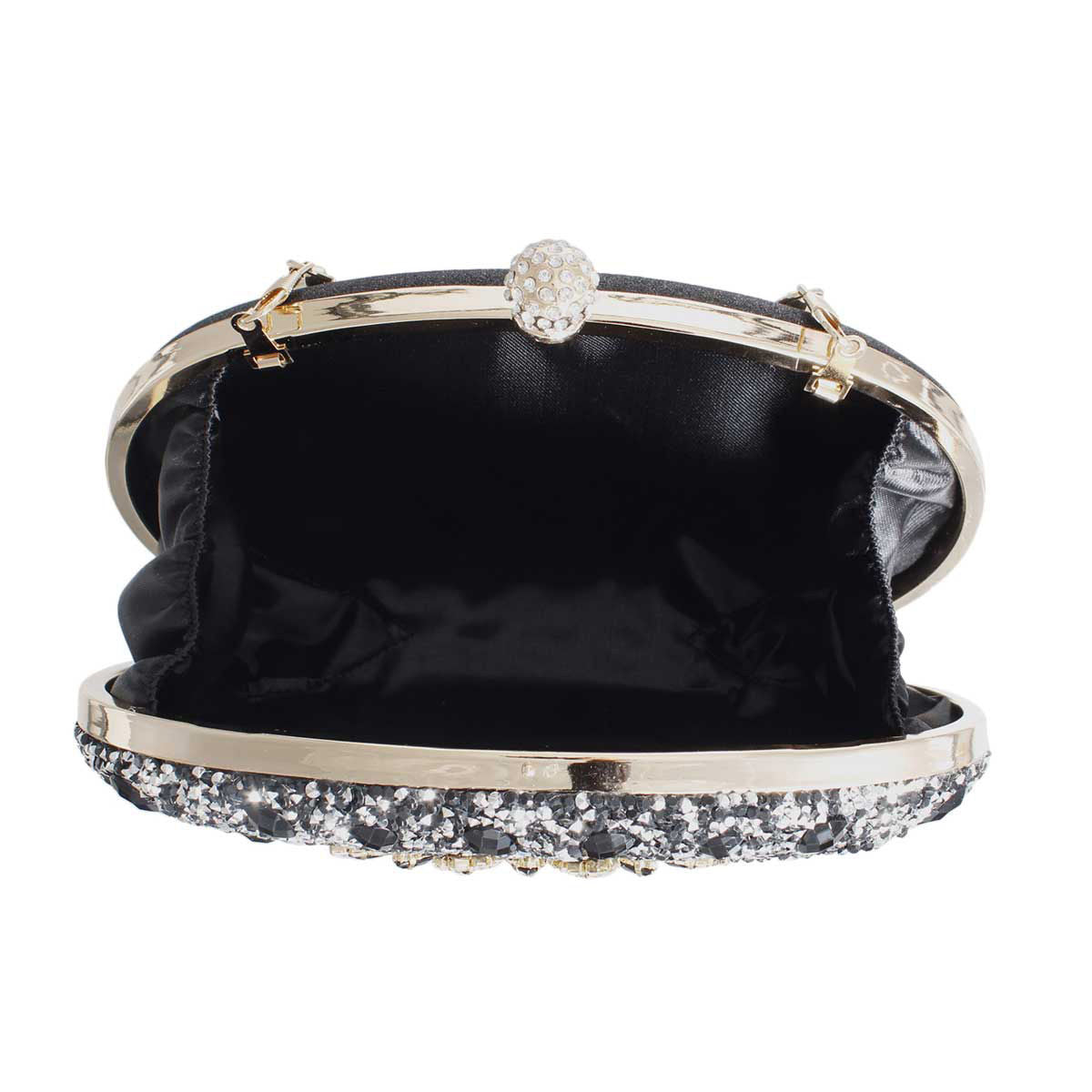 Clutch Black Crystal Hard Case Bag for Women