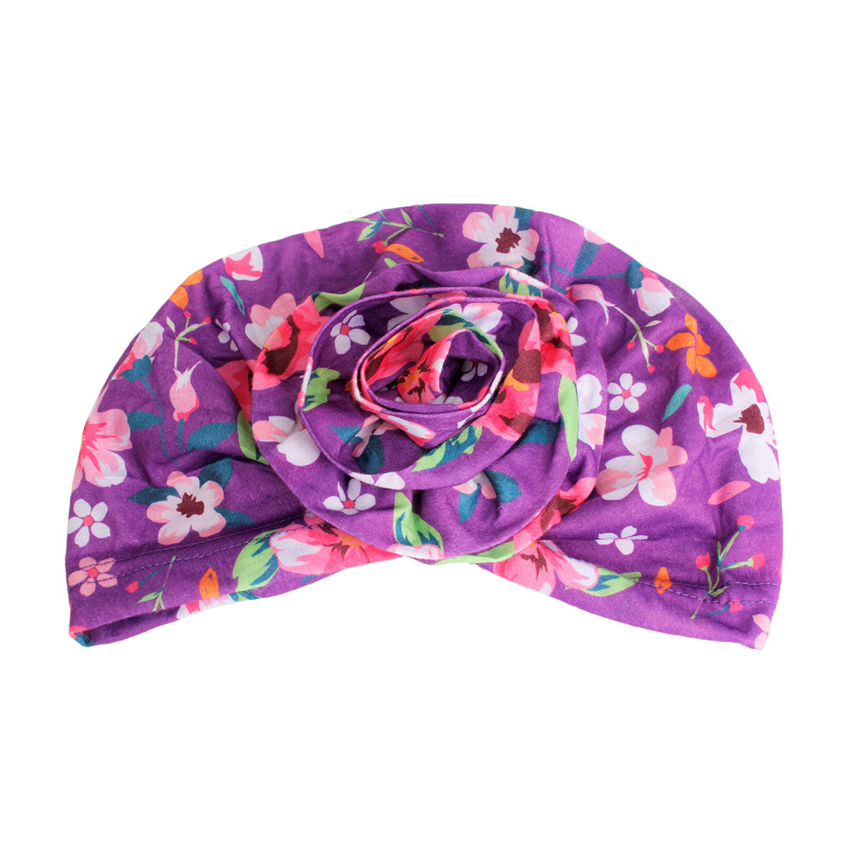 Purple Floral Flower Knot Turban