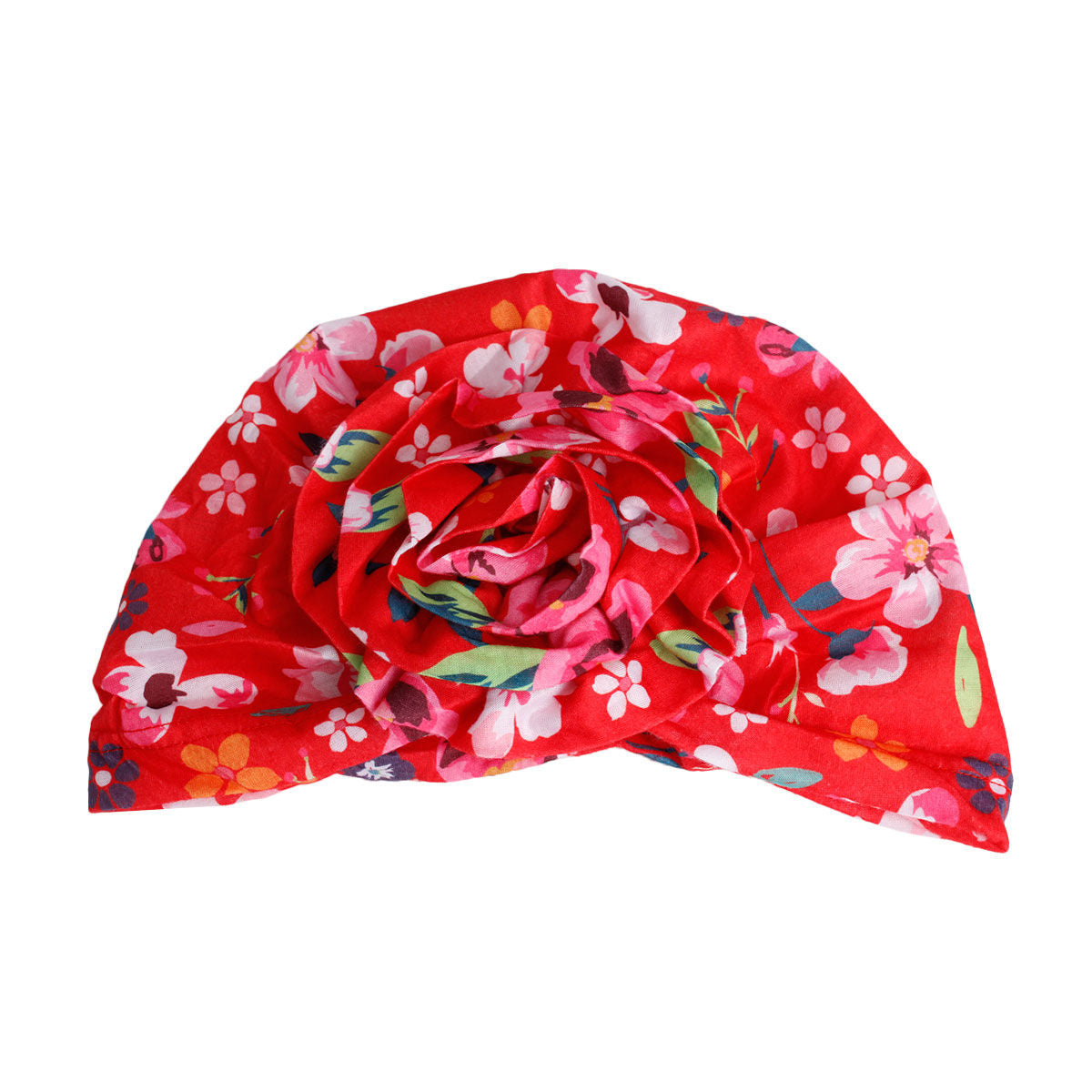 Red Floral Flower Knot Turban