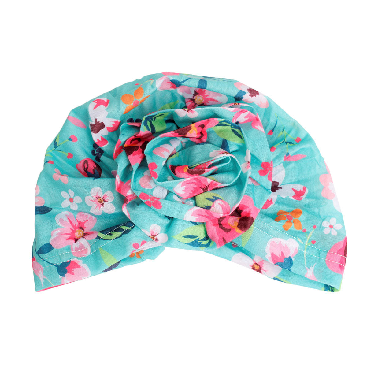 Turquoise Floral Flower Knot Turban