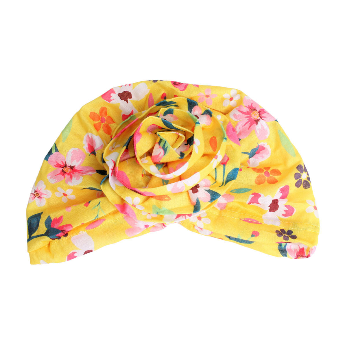 Yellow Floral Flower Knot Turban