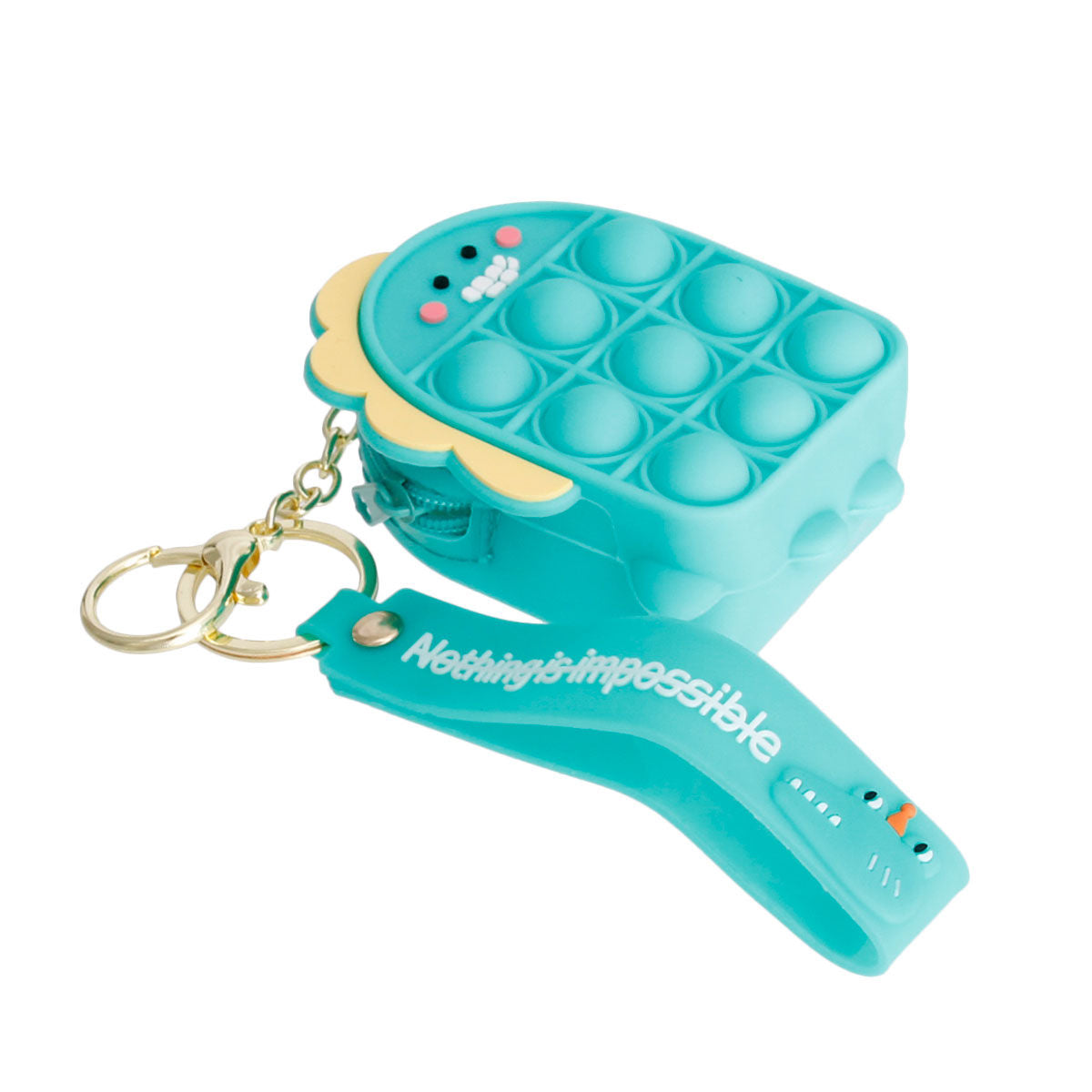 Aqua Dino Bubble Pop Keychain
