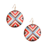 Multi Mosaic Leather Round Earrings