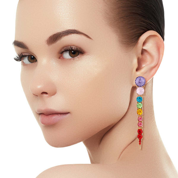 Multi Color Dangle Stone Earrings