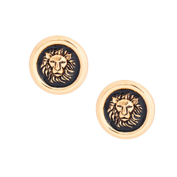 Gold and Black Lion Studs