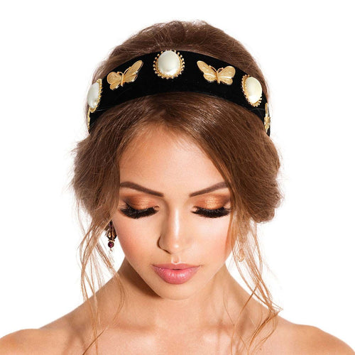 Black Pearl Butterfly Embellished Headband