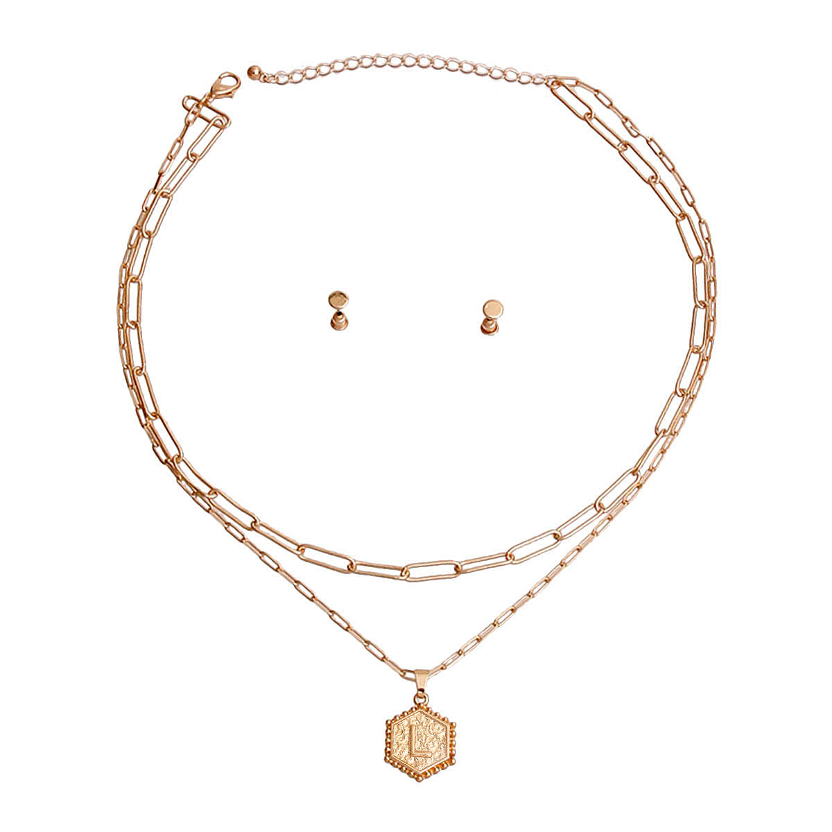 L Hexagon Initial Charm Necklace