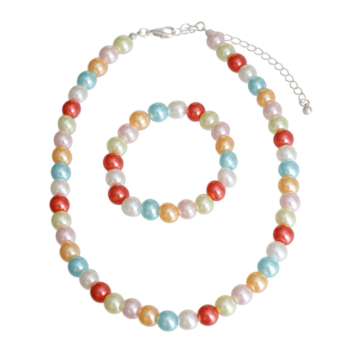 Kids Multi Color Pearl Necklace Set