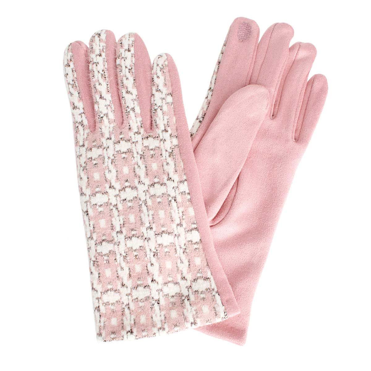 Gloves Pink Tweed Winter Gloves for Women