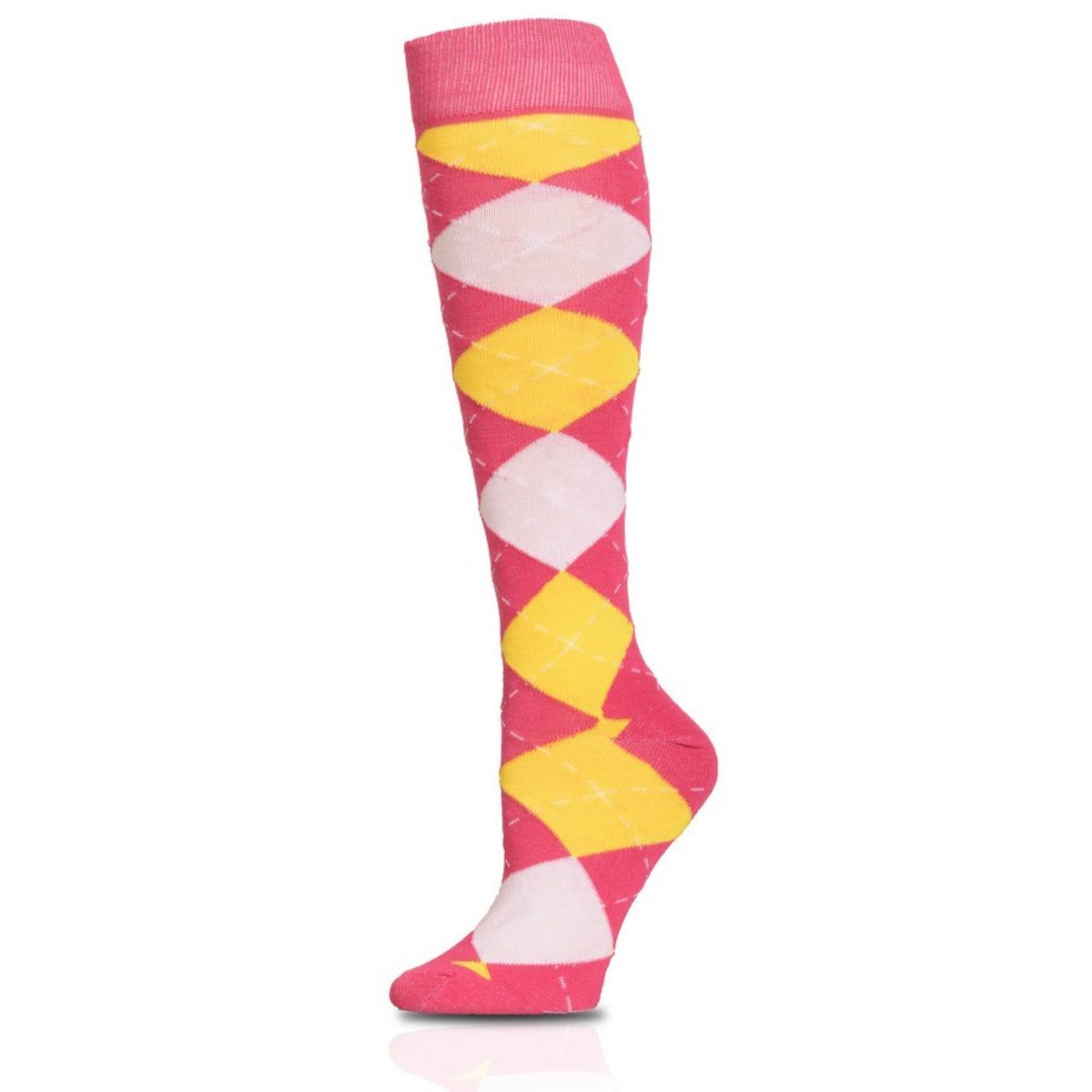 Pink Argyle Knee High Socks