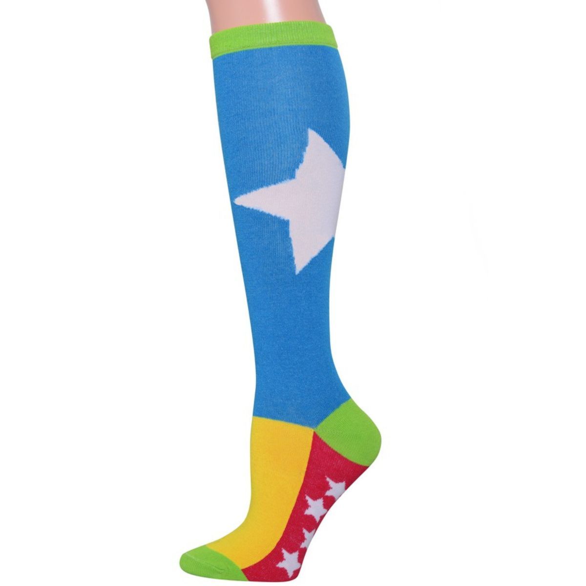 Blue Color Block Star Knee Socks
