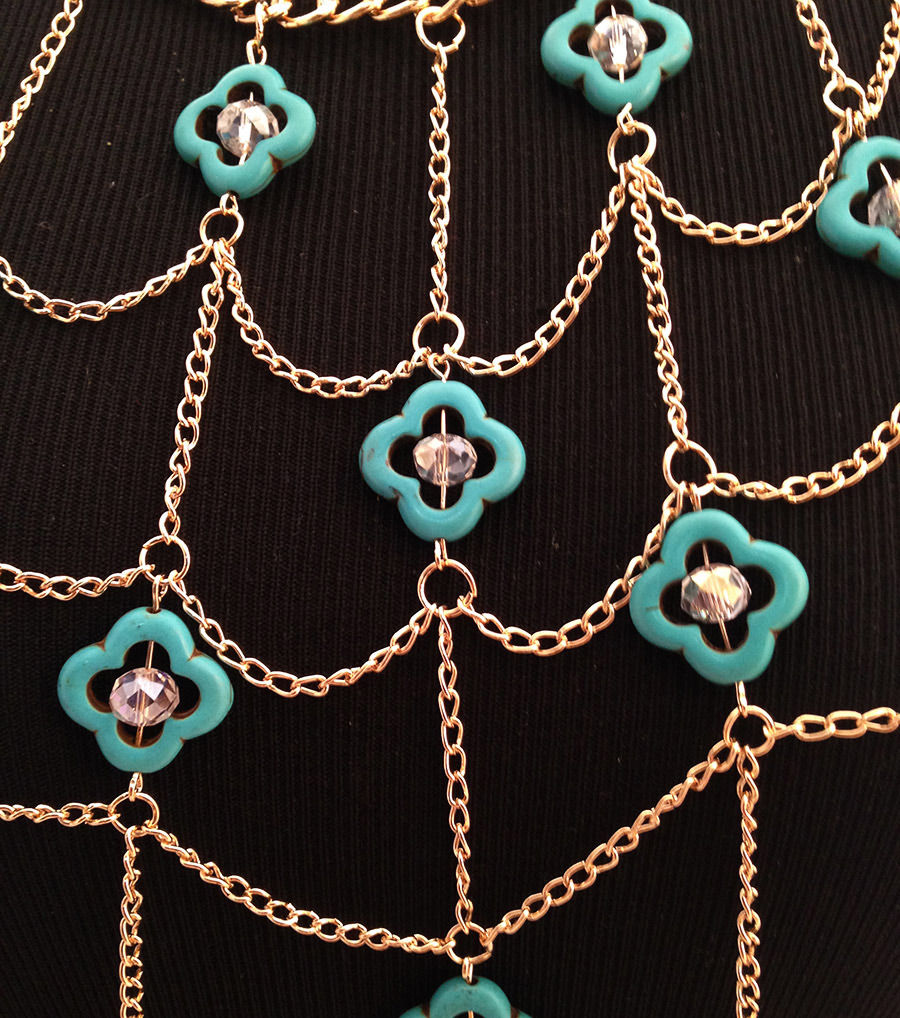 Gold and Turquoise Body Chain