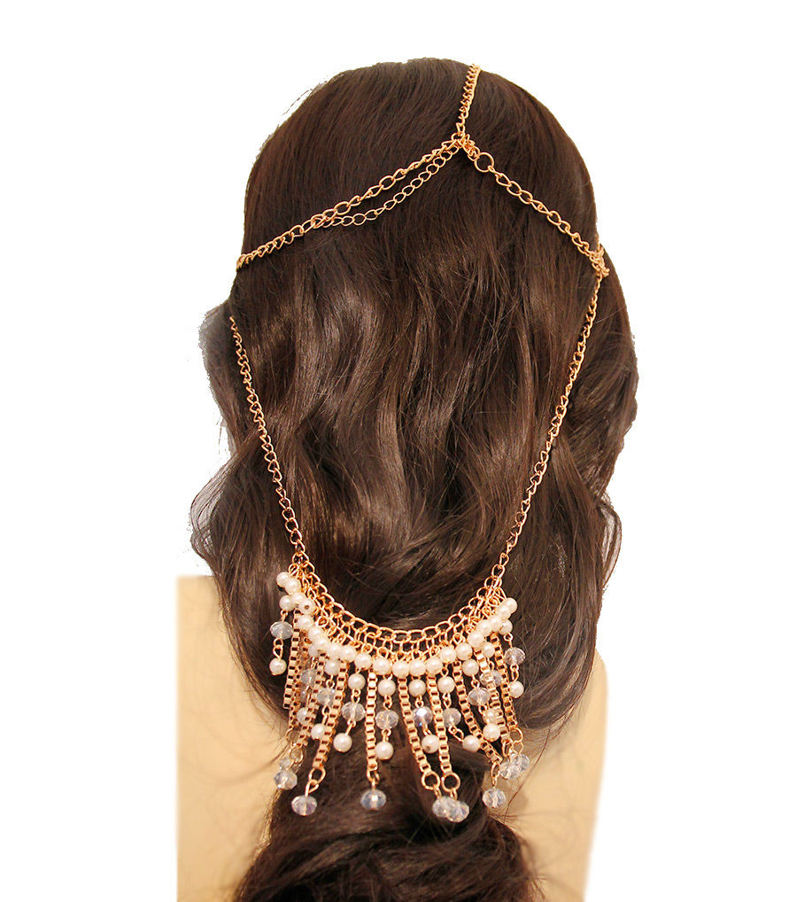 Gold and Cream Pearl Head Chain
